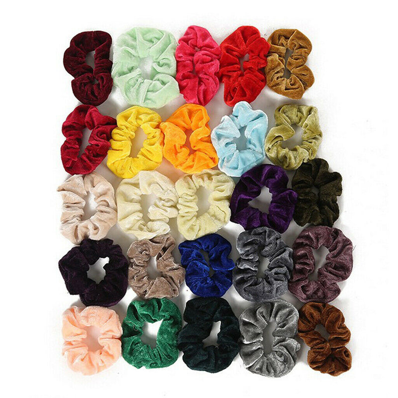 50x Womens Velvet Hair Bands Elastic Strong Hold Hair Accessories Scrunchie