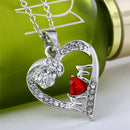 Charm Mother's Day Gift for Mom Friend Red Crystal Heart Necklace Pendant_AS Gw