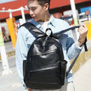 College Wind Simple Versatile Backpack Pu Leather Backpack Men'S Travel Bac