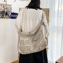 Casual Canvas Shoulder Bags Women Newspaper Print Zipper Crossbody Bags