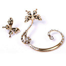1Pair Lady Butterfly Ear Cuff Punk Clip Crystal Rhinestone Earring Partydecor-FT