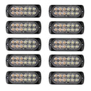 10X Amber/White Car 12 Led Emergency Warning Flash Strobe Light Kit Bar Tru