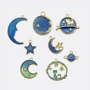 8Pcs/Set Enamel Planet Charms Pendant Jewelry Findings DIY Craft Making