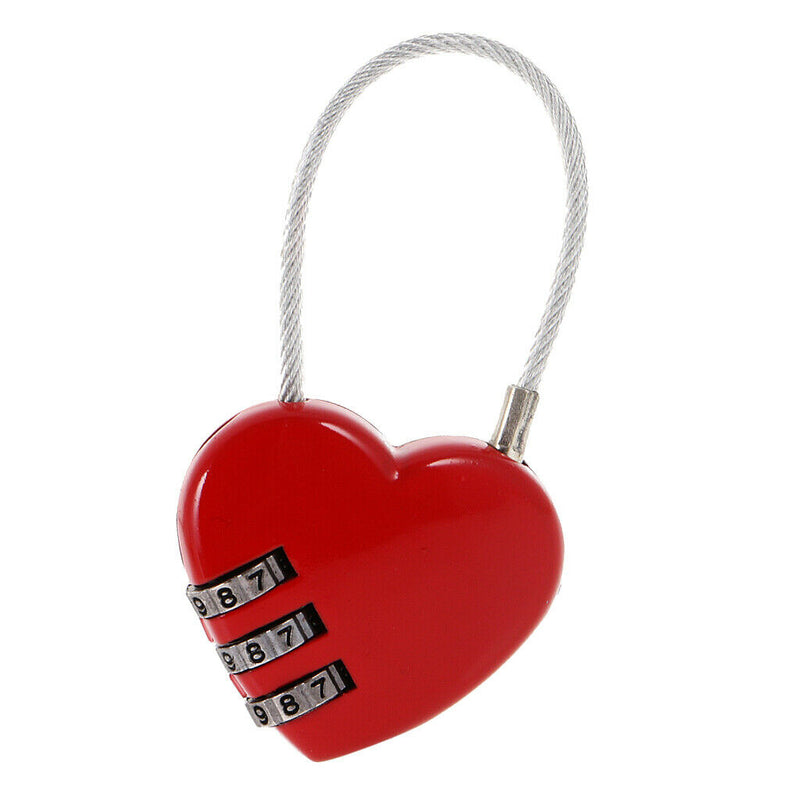 Portable Beautiful Heart Shaped Combination Padlock Combination Lock Travel Case