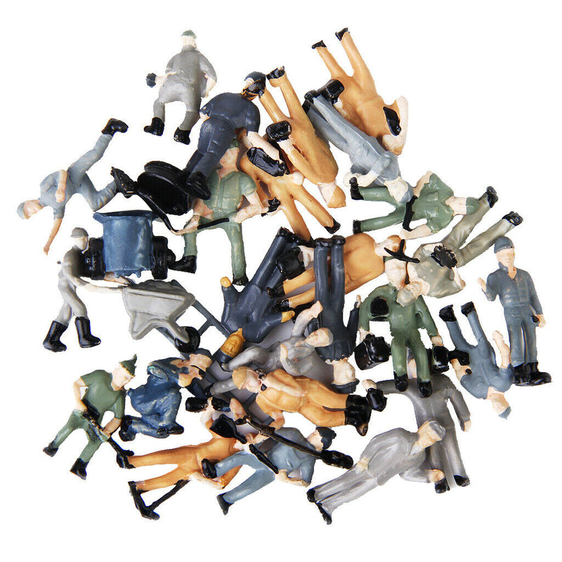 25pcs 1:87 Painted Train Railway Worker People Figures with ladder & bucket