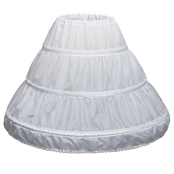 White Children Petticoat A-Line 3 Hoops One Layer Kids Crinoline Lace Trim  Y5U1