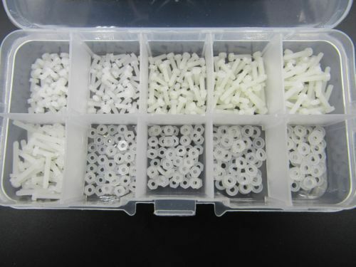 M2.5 Nylon screws / Washer Gaskets / nuts  Assortment Kit 500 pcs