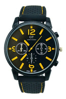 Grand Touring Men's Silicone Band Stainless Steel Wrist Watch Yellow Number V6P1
