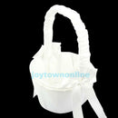 White Satin Romantic Flower Girl Basket Wedding Ceremony Accessory Party Decor