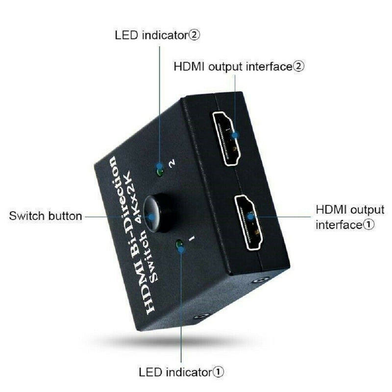 2x1 1x2 In Out UHD 4K Bi Direction HDMI 2.0 Switch Switcher Splitter Hub HDCP AU
