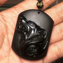Black Obsidian Carving Wolf Head Obdidian Amulet Pendant Obsidian Necklace Y2I1
