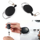 Retractable Recoil Keyring Key Chain Pull Retractor Card Holder Belt Clip Black