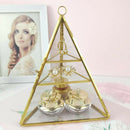 3-Tier Glass Pyramid Jewelry Stand Holder Geometric  Display Organizer Case