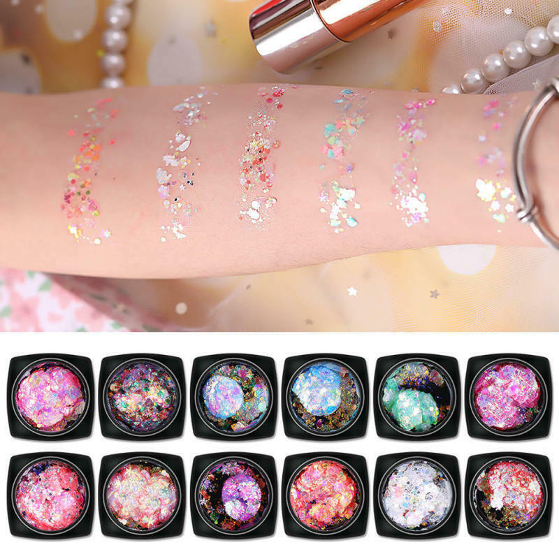 12 Bottle Mix Nail Art Charm Glitter Sequins Powder Dust Nail DIY Decor Ti ZOC