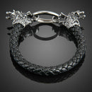 Fashion Dragon Ring Man Braid Bracelet Leather Band Bangle Black