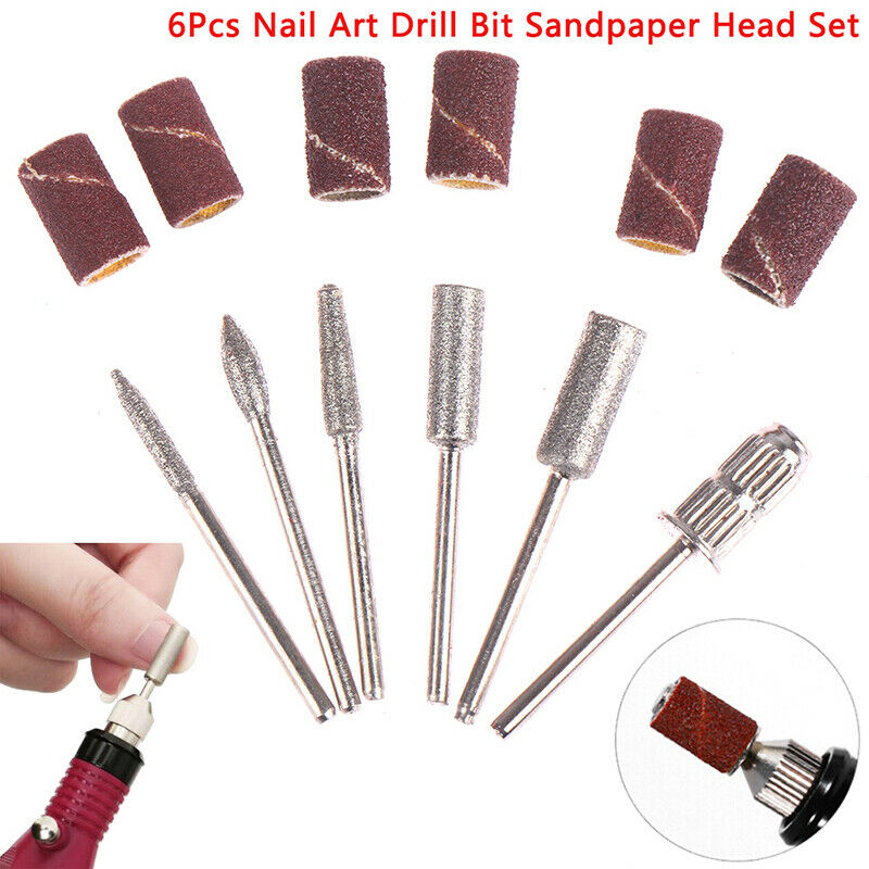 6 Pcs Nail Art Grinding Drill Bits Electric Manicure Machine Carbide Bullet  Gw
