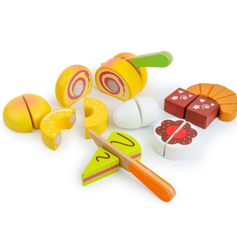 Children Pretending Toys Wooden Cut Food Cut Bread Toys Boy Girl Play House S2M2