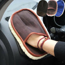 Plush Car Wash Glove Wool Furniture Washing Cleaning Brush Tool Black 15x25cm