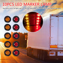 Round 3 LED Trailer Side Marker Light w/Heat Shrink Tubes 5x Amber + 5x Red