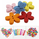 100 pcs Colorful Flower Wood Buttons Sewing Scrapbooking Craft