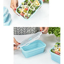 4 Piece Set Blue Food Grade Silicone Lunch Box Folding Eco-Friendly Food Co