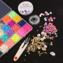 3200Pcs 6mm Flat Round Spacer Bead w/Pendant Kit for Necklace Jewelry Making