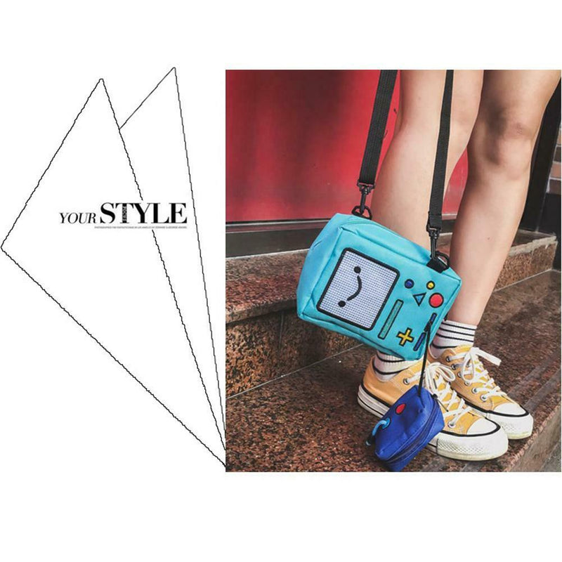 Fashion Women Mini Shoulder Bag Canvas Cartoon Robot Crossbody Bags Purse