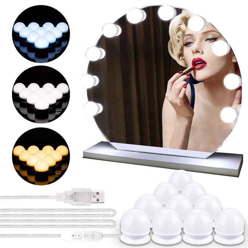 Usb Powered Dimmable 10w Bulb Hollywood Led Makeup Mirror Light Led Vanity  Z3T6