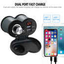 CS-834A3 Motorcycle Dual USB Charger Cigarette Lighter Socket w/ Voltmeter