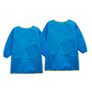 2x Blue Kids Long-sleeve Apron Eating Drawing Painting Craft Baby Smock M L