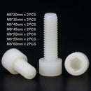 14pc M8 x(30-60mm) White Plastic Nylon Socket Cap Screw Hex Head Allen Bolts Kit