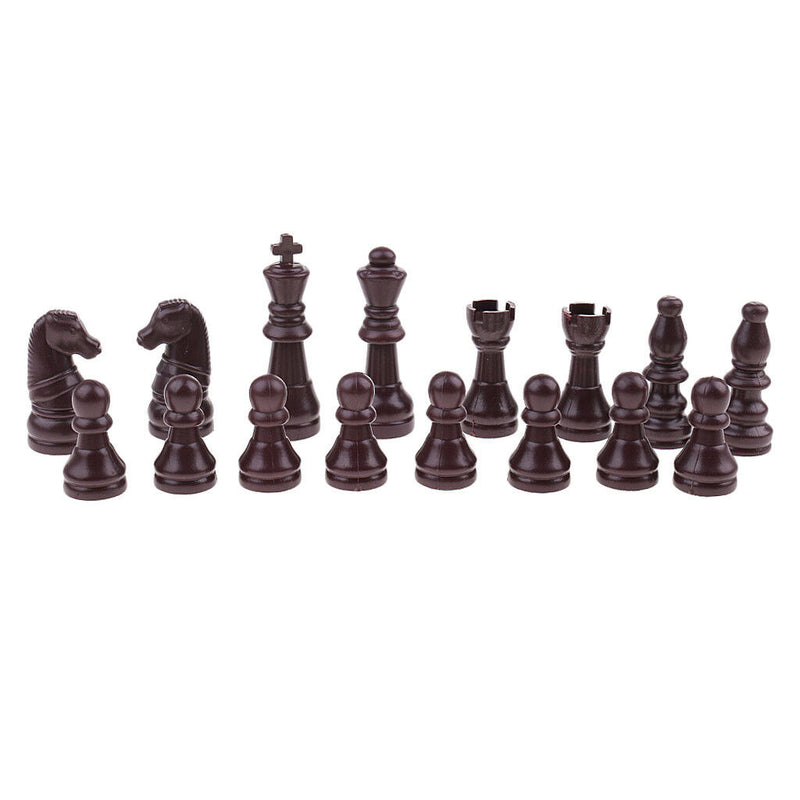 16pcs Plastic Chess Pieces - Pieces Only - No Board - 63mm King Brown