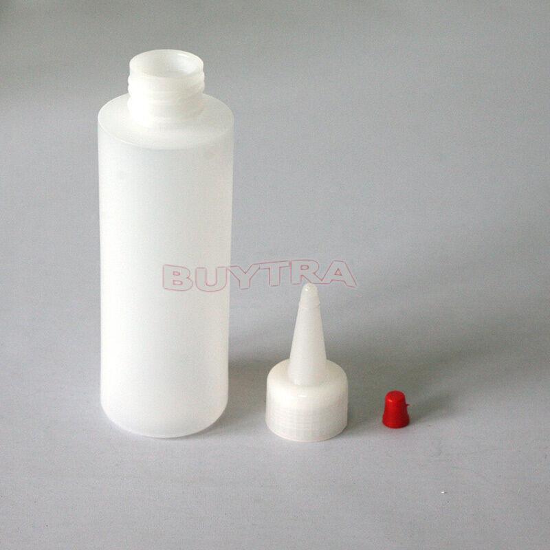 Small 4 OZ Clear Round Squeeze Dispensing Bottle with Removable Red Cap 1 Set Gw