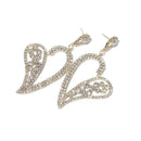 Heart-Shaped Rhinestone Crystal Drop Earrings Women Wedding Ear Jewelry  A