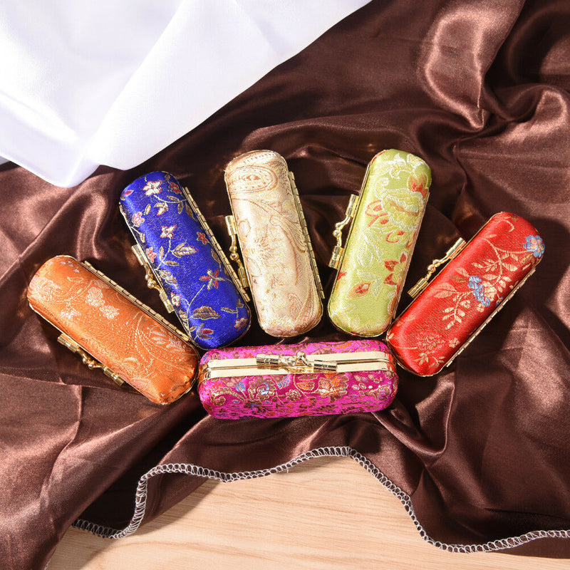 Fashion Iron Clip Lipstick Case Holder With Mirror Inside & Snap-On Closure  BX