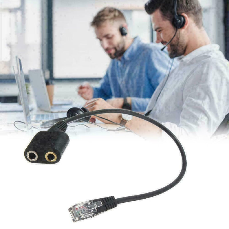 Dual 3.5mm Audio Jack to RJ9 Plug 25cm PC Headset Telephone Cable Headset P Q3E7
