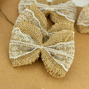 Wedding Party Home Ornaments White Lace Natural Burlap Bowknot Bows Decor