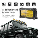 72W 6500K 24LED Truck Spotlight Lamp Yellow Lens Work Light Bar 5in 12V 6000LM