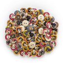 Painted Round Wood Buttons for Sewing Scrapbook Home Clothing Crafts Decor 50pcs