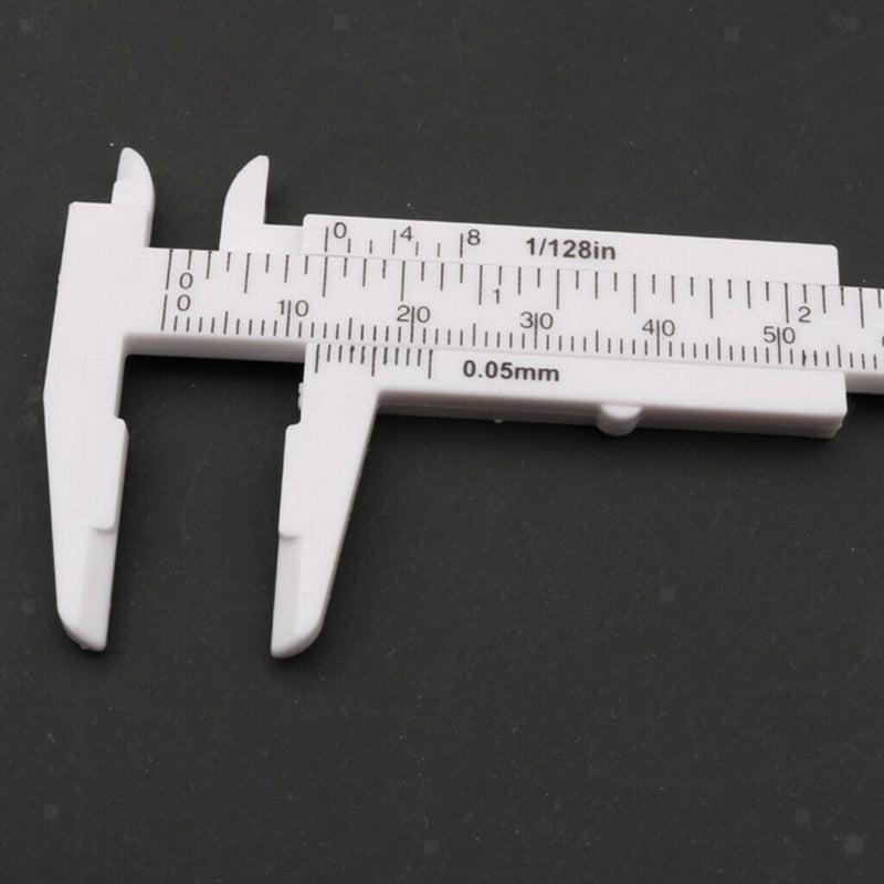 Plastic Vernier Scale Ruler Caliper Metric/ Imperial 0-80mm Reading Whtie