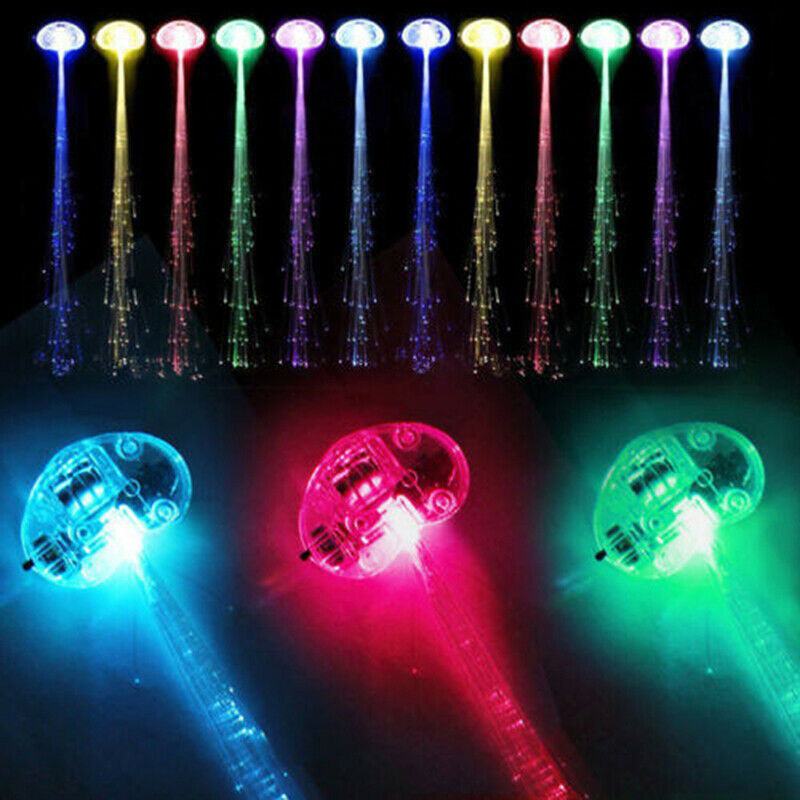 5PCS LED Shining Glow Hair Braid Flash Fiber Hairpin Clip Luminous Headba%!