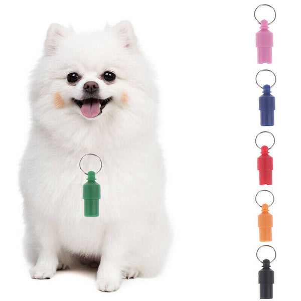 Anti-Lost Pet Dog Cat ID Name Address Label Tag Storage Barrel Tube Card ID T BX