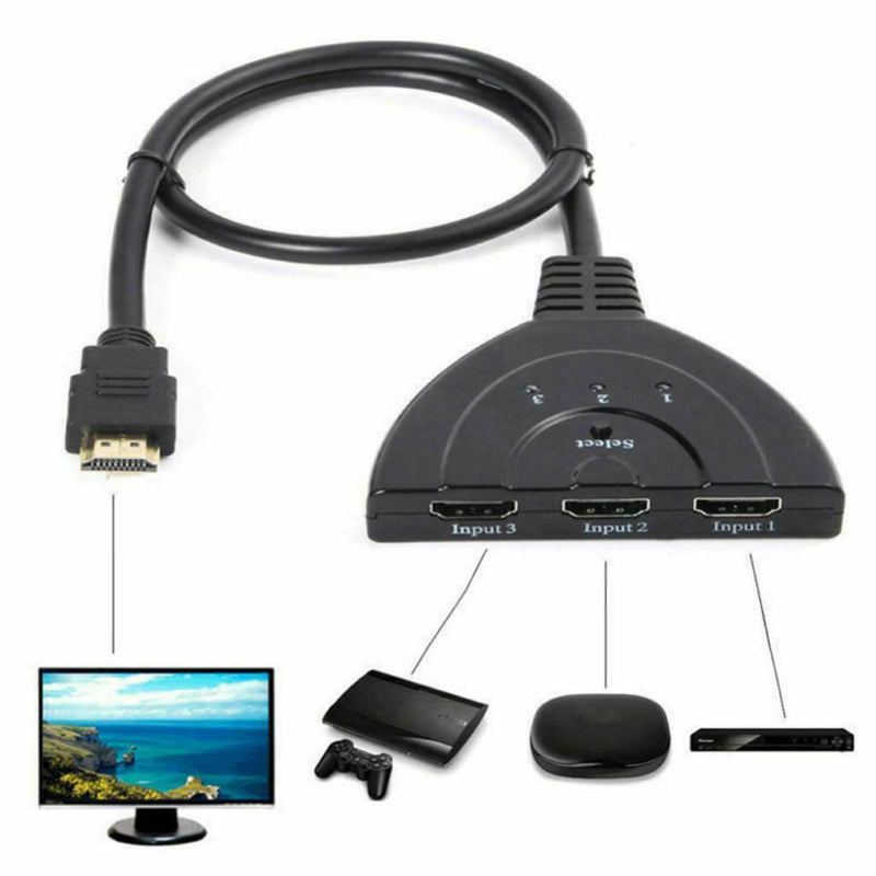 3 Port HDMI Splitter Cable 1080/4K Switch Switcher HUB Adapter for HDTV Xbox