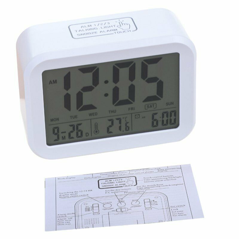 Digital Alarm Clock,Talking Clock with 3 Alarms 7 Sounds Optional Weekday A L2Q1