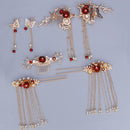 Chinese Traditional Wedding Comb Hair Stick Earring Set for Costume Drama
