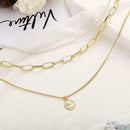 Fashion Women Alloy Portrait Multi layer BabyGirl Lock Gift Pendent Necklac R4Z0