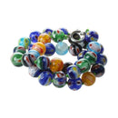 millefiori glass bead necklace chain 10 mm round A6D3