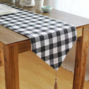 DIY Black and White Plaid Table Runner Simple Cotton Linen Stripes Table Ru W8M8