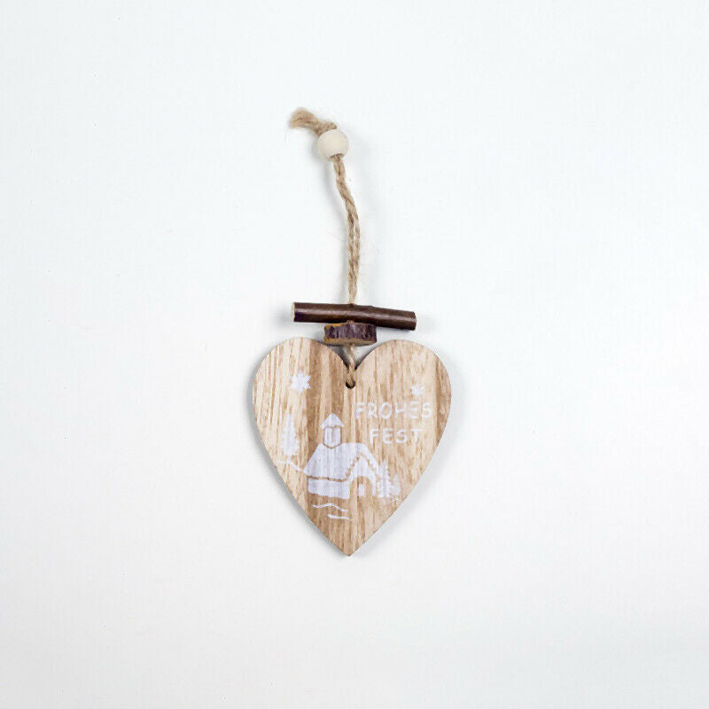 1 Set 6Pcs Christmas Tree Decorations Ornaments Hemp Rope Wooden Printing O H6J1