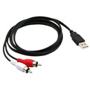 USB Male A to 2 RCA AV A/V TV Adapter Cord Cable Connector